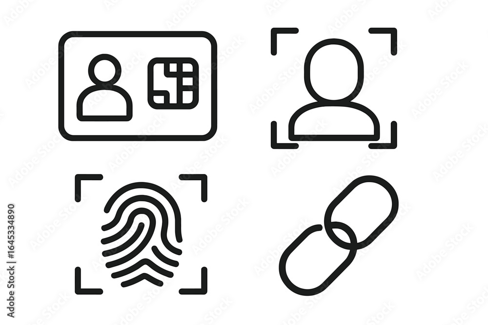 Poster digital identity verification methods including biometric data and identification cards used for sec