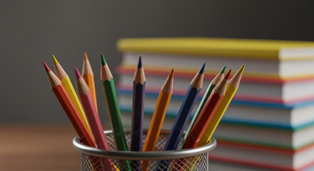 Colorful Pencils and Books back to school