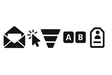 Icons representing communication, selection, categorization, and identification in digital interfaces