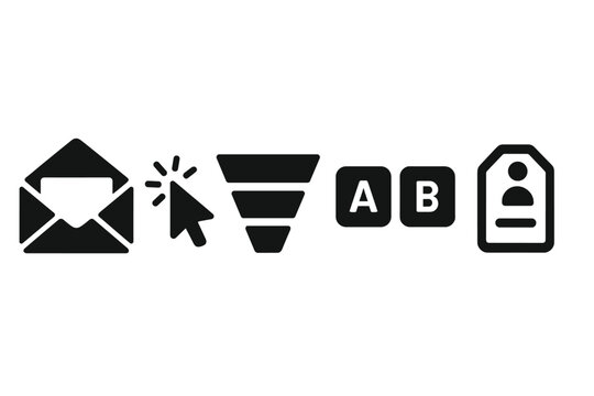Icons representing communication, selection, categorization, and identification in digital interfaces