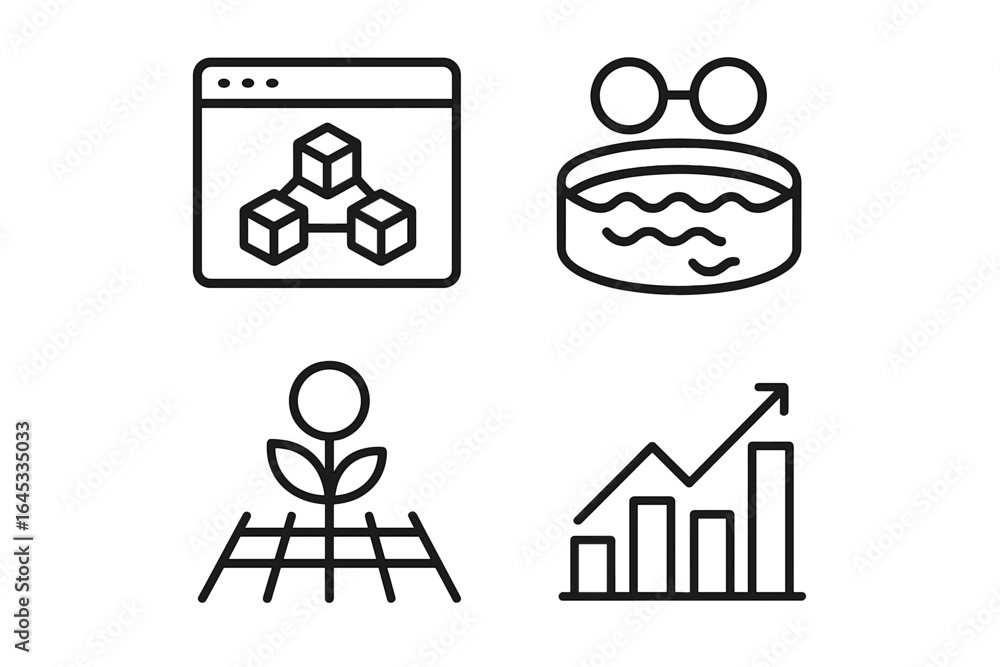Poster digital concepts representing growth, technology, and data analysis in a modern context