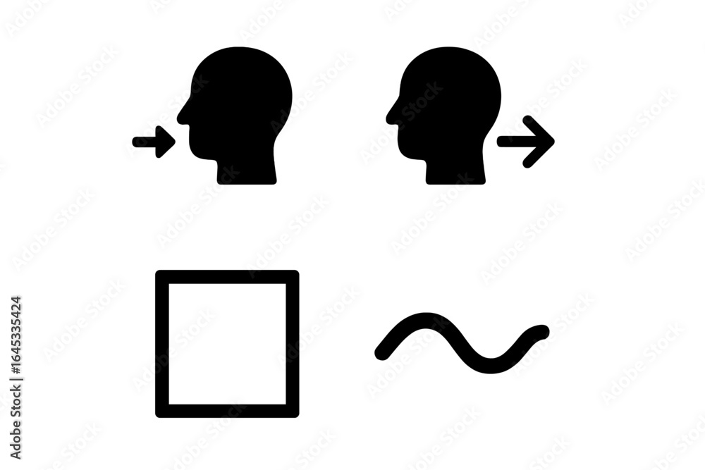 Poster shapes and directions represented through abstract icons in a minimalist style, ideal for creative d