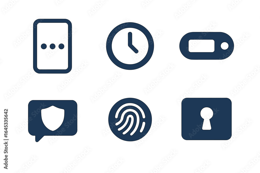 Poster modern icons representing technology and security features for mobile devices and applications