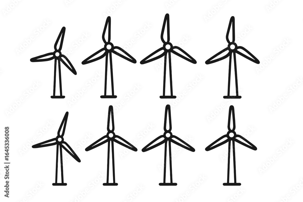 Poster multiple wind turbines arranged in a grid pattern showcasing renewable energy potential