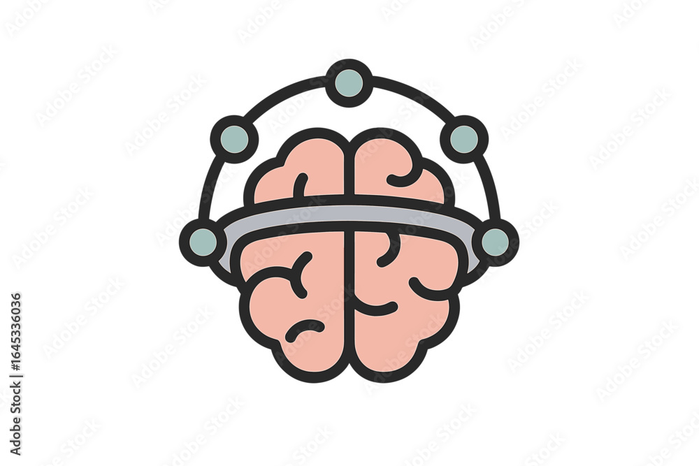 Poster digital brain illustration representing cognitive science and technology concepts in a modern style