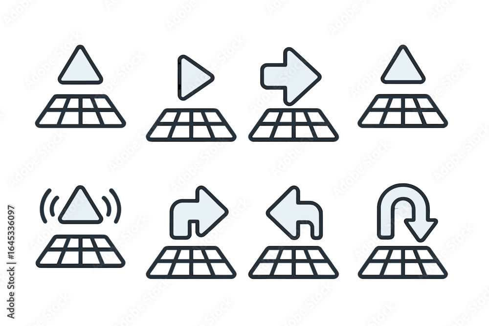 Poster simple and clear geometric shapes and directional indicators in a modern design layout