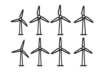 Multiple wind turbines arranged in a grid pattern showcasing renewable energy potential