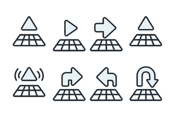 Simple and clear geometric shapes and directional indicators in a modern design layout
