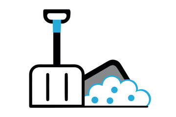 Obraz premium Snow Shovel and Pile of Snow Icon with Blue and Black Accents winter cold