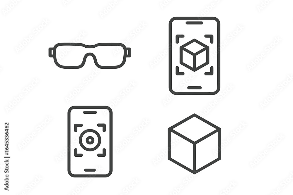 Aufkleber virtual reality and augmented reality concepts displayed through technology and digital interaction