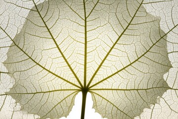 Detailed view of a translucent leaf's intricate veins