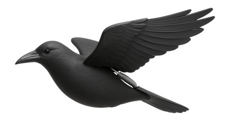 Collapsible crow decoy with spring-loaded wings for dynamic scare tactics