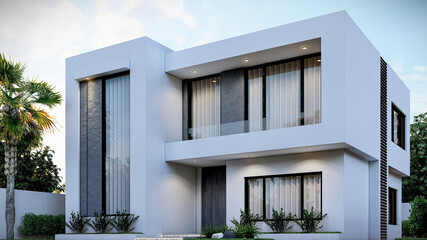 3D illustration of a refined two-story house 2