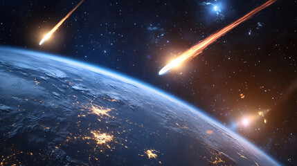Obraz premium Meteorite impact on the Earth