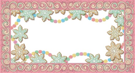 Snowflake Cookie Frame with Bead Garland