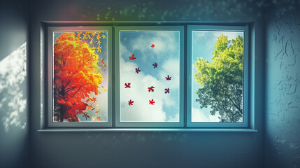 A window that frames different seasons based on your mood 