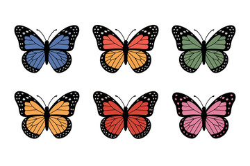 Butterfly icon collection, colorful wing pattern, spring insect vector, nature theme, decorative set