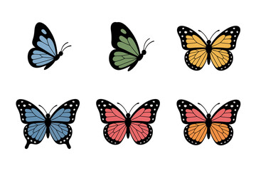 Flying butterfly pack, soft gradient wings, spring garden insect, nature vector, pretty bug design