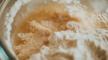 Obraz premium Mixing dough in a bowl