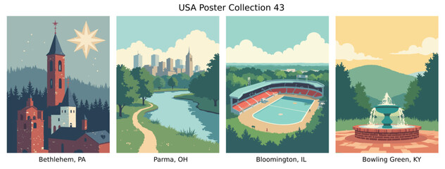Bethlehem, PA , Parma, OH , Bloomington, IL , Bowling Green, KY  US Poster Collection