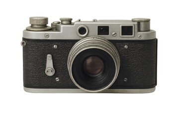 Vintage rangefinder camera with transparent background
