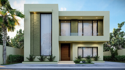 3D illustration of a captivating two-story house 1