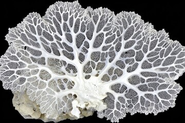White, lacy coral skeleton, intricate network