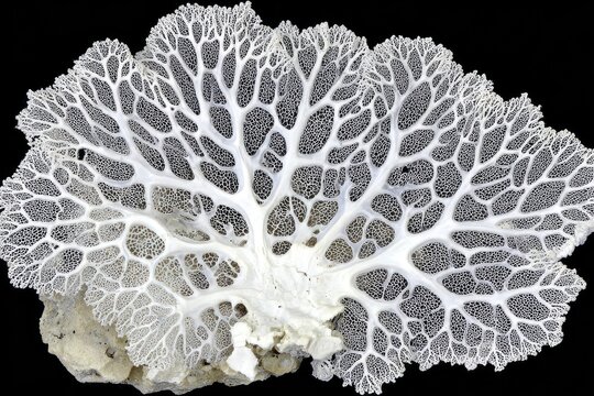 White, lacy coral skeleton, intricate network