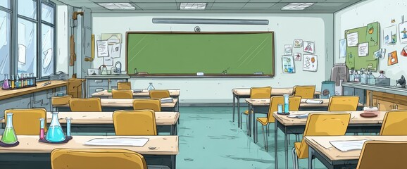 Cartoon science classroom
