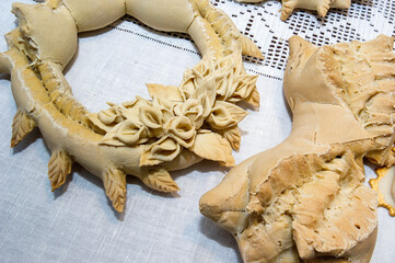 Artistic traditional breads from Sardinia. Olmedo. Sassari, Sardinia. Italy