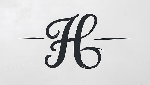 Elegant Calligraphy Capital Letter 'H' Design with Decorative Swirls &ndash; A Sophisticated and Timeless Monogram Alphabet Initial for Creative Branding and Graphic Projects.