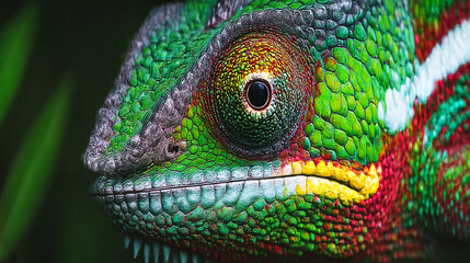 Fototapeta premium カメレオンの鮮やかな色彩とディテール