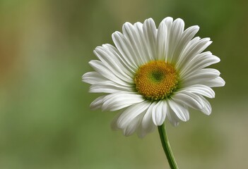 Obraz premium Close-up of a single white daisy against a soft, out-of-focus background