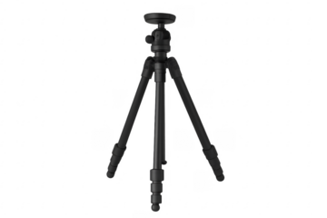 Modern black tripod standing on transparent background