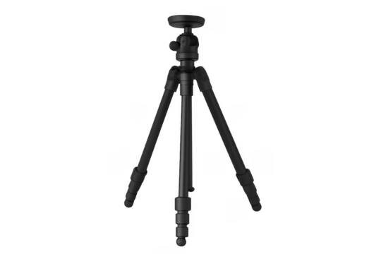 Modern black tripod standing on transparent background