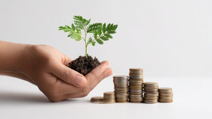 Nurturing growth planting money-saving ideas in business strategies urban setting visual content