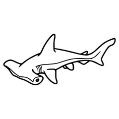 hammerhead shark outline cartoon drawing