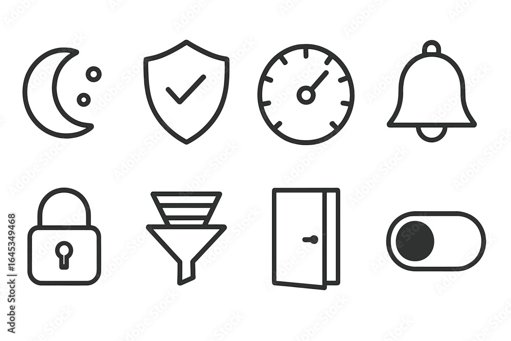 Aufkleber collection of simple line icons representing various concepts and actions in digital design