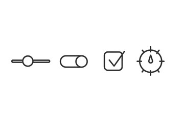 User interface icons representing toggle options and selections commonly used in digital applications