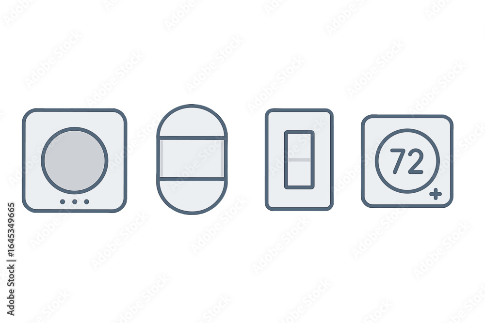 Aufkleber modern thermostat and switch designs for smart home automation control featuring four distinct style