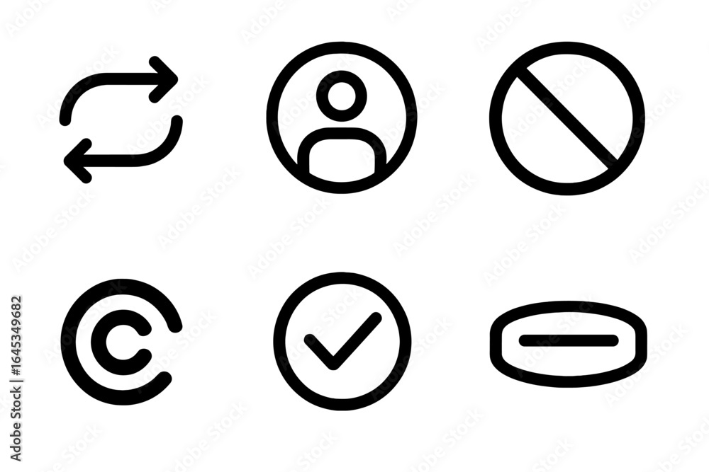 Aufkleber symbols representing various actions and concepts in a digital interface used for user interactions 