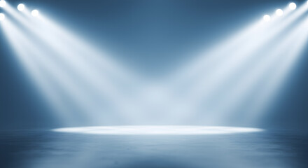 Bright Stage Spotlights Illuminating an Empty Floor