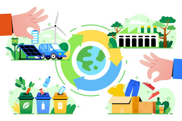 Circular Economy Process and Green Technology Flat Composition