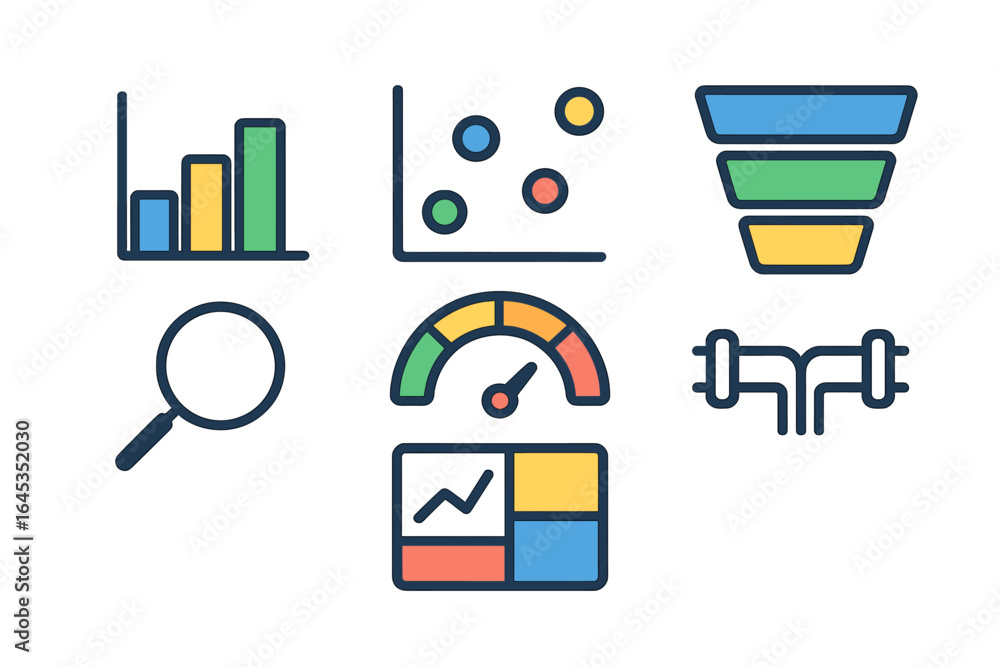 Aufkleber visual representation of data analysis tools and fitness metrics for effective decision making