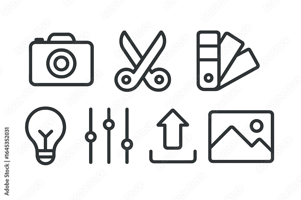 Poster creative tools for graphic design and photography showcasing essential elements for editing and enha