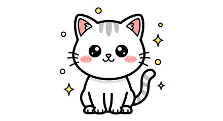 Obraz premium かわいい猫と子猫のイラスト – 癒し系で可愛らしい動物イラスト