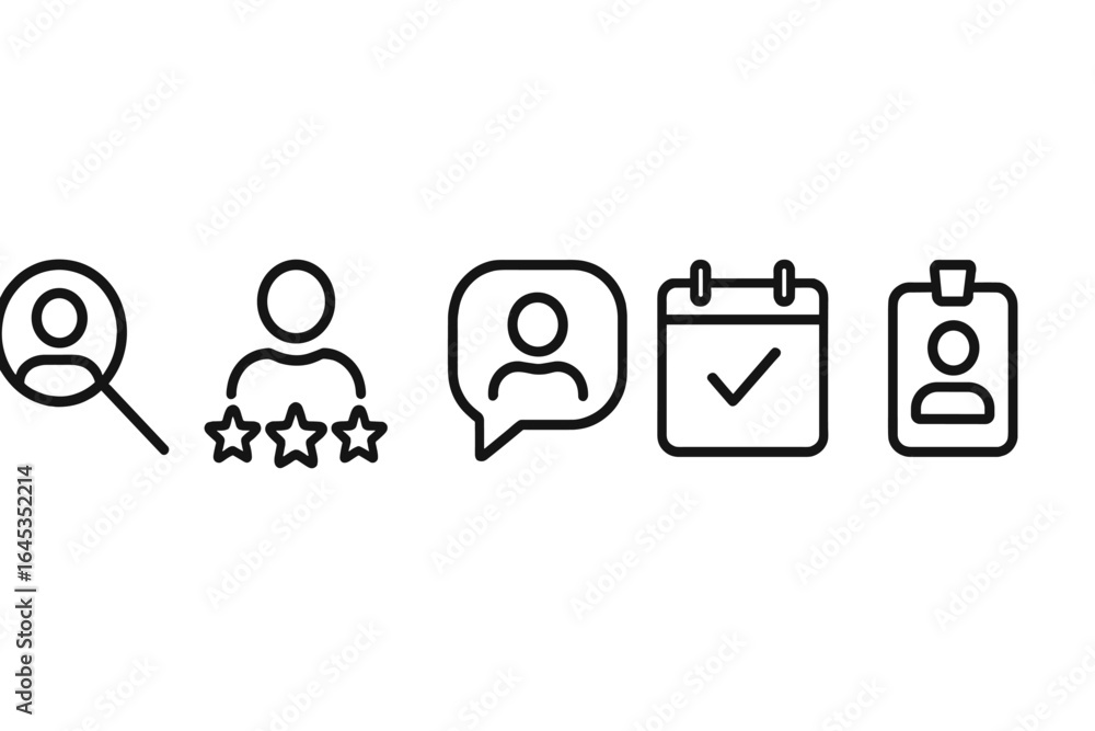 Aufkleber icons representing various functions of user management in a digital platform for online services