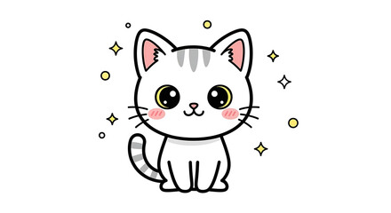 Obraz premium かわいい猫と子猫のイラスト – 癒し系で可愛らしい動物イラスト