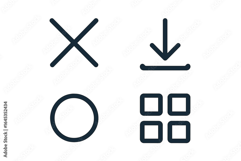 Leinwandbilder simple geometric icons representing actions for user interface design in modern digital applications