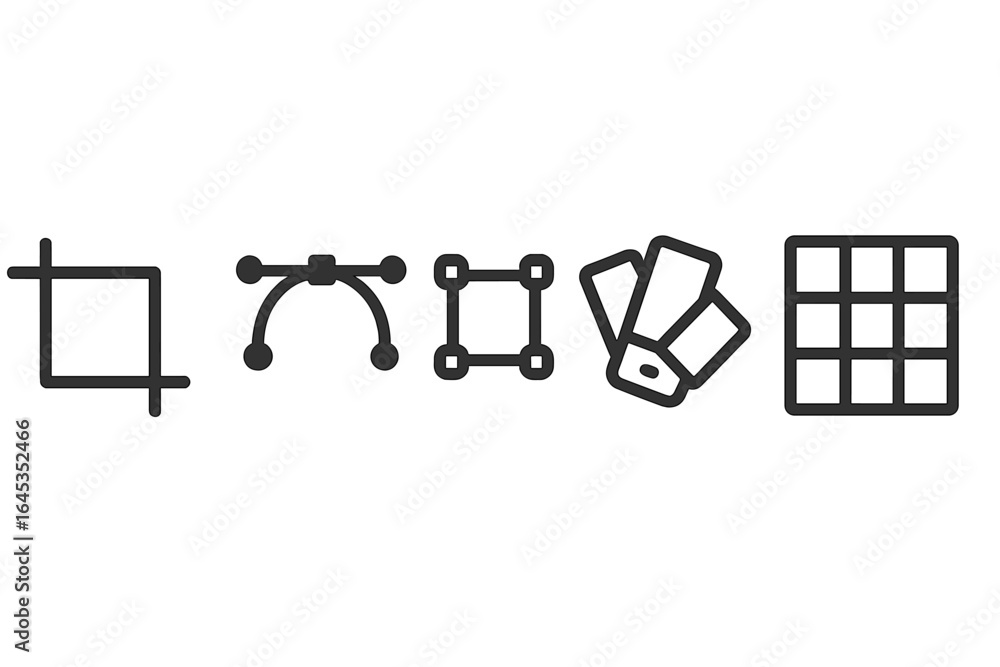 Poster design tools used for graphic creation showcasing various shapes and elements in a modern, minimalis